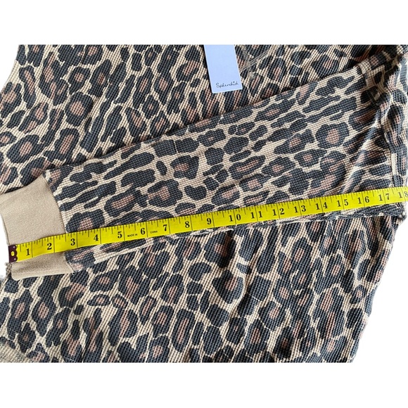 Splendid Thermal Leopard Animal Natural Crew Neck Long Sleeve Pullover Small NWT - Picture 9 of 10
